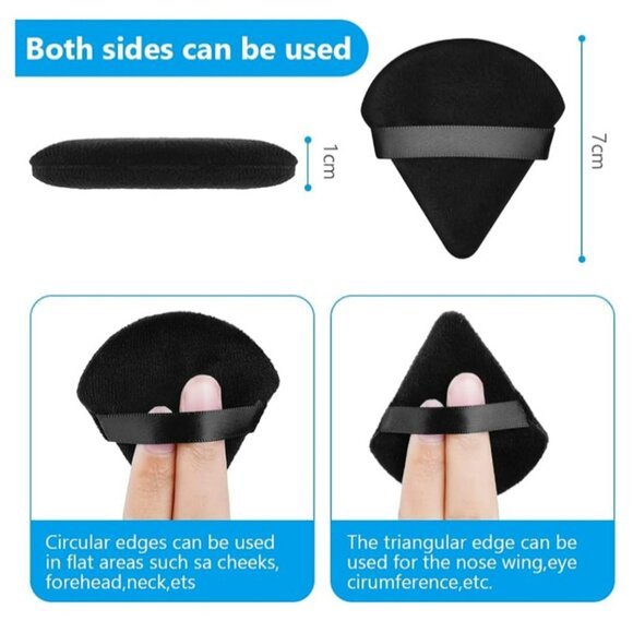 4PCS Pure Cotton Soft Triangle Wedge Makeup Powder Puff (Black & White) 2.76 inc - Picture 2 of 2
